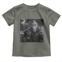Cute Labrador Selfie With Bigfoot Toddler T Shirt Funny Cryptid - Wonder Print Shop