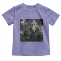 Cute Labrador Selfie With Bigfoot Toddler T Shirt Funny Cryptid - Wonder Print Shop