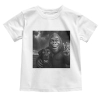 Cute Labrador Selfie With Bigfoot Toddler T Shirt Funny Cryptid - Wonder Print Shop