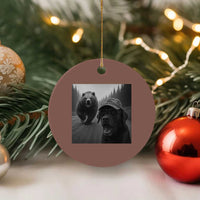 Funny Labrador Selfie With Bear Ceramic Ornament Dog Lover Gift - Wonder Print Shop