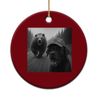 Funny Labrador Selfie With Bear Ceramic Ornament Dog Lover Gift - Wonder Print Shop