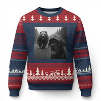 Funny Labrador Selfie With Bear Ugly Christmas Sweater Dog Lover Gift - Wonder Print Shop