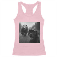 Funny Labrador Selfie With Bear Racerback Tank Top Dog Lover Gift - Wonder Print Shop