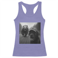 Funny Labrador Selfie With Bear Racerback Tank Top Dog Lover Gift - Wonder Print Shop