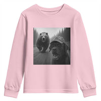 Funny Labrador Selfie With Bear Youth Sweatshirt Dog Lover Gift - Wonder Print Shop