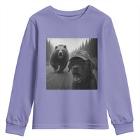 Funny Labrador Selfie With Bear Youth Sweatshirt Dog Lover Gift - Wonder Print Shop