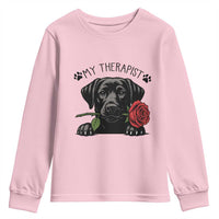 Black Labrador Retriever Is My Therapist Youth Sweatshirt Dog Lover Gift - Wonder Print Shop