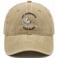 Funny Labrador Retriever Gift Washed Cotton Baseball Cap My Therapist Has Paws