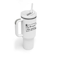 Funny Dog Lover Tumbler With Handle My Therapist Has Paws - Wonder Print Shop