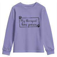 Funny Dog Lover Youth Sweatshirt My Therapist Has Paws - Wonder Print Shop