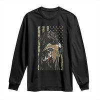 Patriotic Black Lab Long Sleeve Shirt Hunting Dog American Flag Camo Gift - Wonder Print Shop