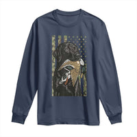 Patriotic Black Lab Long Sleeve Shirt Hunting Dog American Flag Camo Gift - Wonder Print Shop