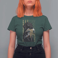 Patriotic Black Lab T Shirt For Women Hunting Dog American Flag Camo Gift - Wonder Print Shop