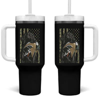 Patriotic Black Lab Tumbler With Handle Hunting Dog American Flag Camo Gift - Wonder Print Shop