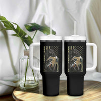 Patriotic Black Lab Tumbler With Handle Hunting Dog American Flag Camo Gift - Wonder Print Shop