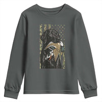 Patriotic Black Lab Youth Sweatshirt Hunting Dog American Flag Camo Gift - Wonder Print Shop