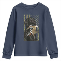 Patriotic Black Lab Youth Sweatshirt Hunting Dog American Flag Camo Gift - Wonder Print Shop