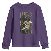 Patriotic Black Lab Youth Sweatshirt Hunting Dog American Flag Camo Gift - Wonder Print Shop