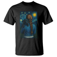 Starry Night Art Parody T Shirt Girl And Labrador Retriever Dog Mom Gift - Wonder Print Shop