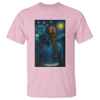 Starry Night Art Parody T Shirt Girl And Labrador Retriever Dog Mom Gift - Wonder Print Shop