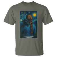 Starry Night Art Parody T Shirt Girl And Labrador Retriever Dog Mom Gift - Wonder Print Shop