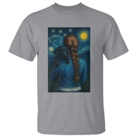 Starry Night Art Parody T Shirt Girl And Labrador Retriever Dog Mom Gift - Wonder Print Shop