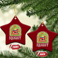 Resist Portland Frog Protest Ceramic Ornament Funny No Kings Xmas Gift - Wonder Print Shop