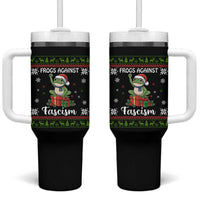 Frogs Against Fascism Ugly Sweater Tumbler With Handle Funny Portland Christmas Frog Gift - Wonder Print Shop