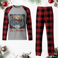 Joy Is Resistance Portland Frog Protest Plaid Pajama Set Funny Holiday Meme Gift Idea - Wonder Print Shop