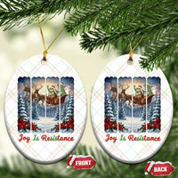Joy Is Resistance Portland Frog Protest Ceramic Ornament Funny Holiday Meme Gift Idea - Wonder Print Shop