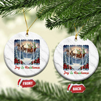 Joy Is Resistance Portland Frog Protest Ceramic Ornament Funny Holiday Meme Gift Idea - Wonder Print Shop