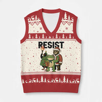 Portland Frog Protest Frogs Together Strong V-Neck Knit Sweater Vest Funny Holiday Gift - Wonder Print Shop