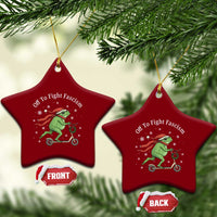 Portland Frog Protest Off To Fight Fascism Ceramic Ornament Funny Xmas Gift - Wonder Print Shop