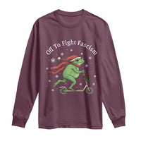 Portland Frog Protest Off To Fight Fascism Long Sleeve Shirt Funny Christmas Gift - Wonder Print Shop