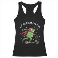 Portland Frog Protest Off To Fight Fascism Racerback Tank Top Funny Christmas Gift - Wonder Print Shop