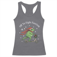 Portland Frog Protest Off To Fight Fascism Racerback Tank Top Funny Christmas Gift - Wonder Print Shop