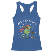 Portland Frog Protest Off To Fight Fascism Racerback Tank Top Funny Christmas Gift - Wonder Print Shop