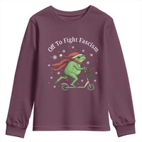 Portland Frog Protest Off To Fight Fascism Youth Sweatshirt Funny Christmas Gift - Wonder Print Shop