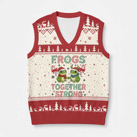 Frogs Together Strong V-Neck Knit Sweater Vest Funny Portland Xmas Resist Gift - Wonder Print Shop