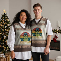 Only You Can Prevent Fascism V-Neck Knit Sweater Vest Funny Portland Frog Protest Gift - Wonder Print Shop