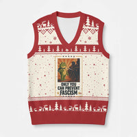 Funny Portland Frog Protest V-Neck Knit Sweater Vest Only You Can Prevent Fascism Gift - Wonder Print Shop
