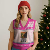 Funny Portland Frog Protest V-Neck Knit Sweater Vest Only You Can Prevent Fascism Gift - Wonder Print Shop
