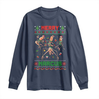 Funny Merry Marcus Long Sleeve Shirt Ugly Christmas Marcus The Worm Meme Gift - Wonder Print Shop