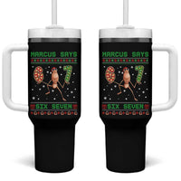 Marcus Says Six Seven Meme Christmas Ugly Sweater Tumbler With Handle Trendy Tiktok Gift - Wonder Print Shop