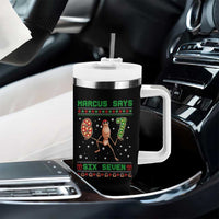 Marcus Says Six Seven Meme Christmas Ugly Sweater Tumbler With Handle Trendy Tiktok Gift - Wonder Print Shop