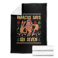 Funny Gen Z Alpha Ugly Christmas Gift Throw Blanket Marcus Says Six Seven - Wonder Print Shop