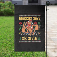 Funny Gen Z Alpha Ugly Christmas Gift Garden Flag Marcus Says Six Seven - Wonder Print Shop