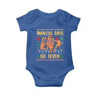 Funny Gen Z Alpha Ugly Christmas Gift Baby Onesie Marcus Says Six Seven - Wonder Print Shop