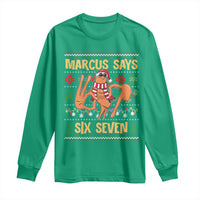 Funny Gen Z Alpha Ugly Christmas Gift Long Sleeve Shirt Marcus Says Six Seven - Wonder Print Shop