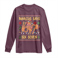 Funny Gen Z Alpha Ugly Christmas Gift Long Sleeve Shirt Marcus Says Six Seven - Wonder Print Shop